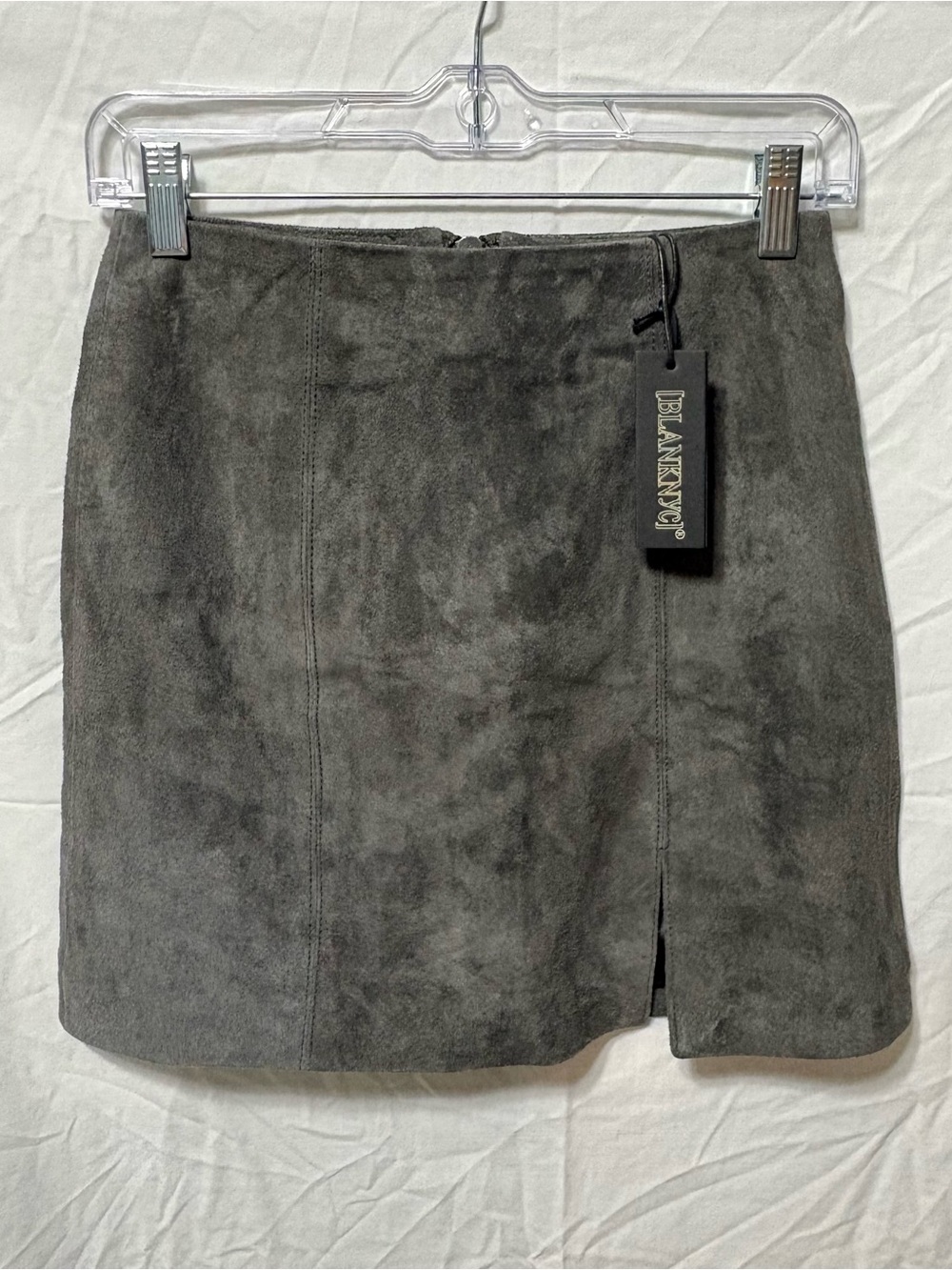 Blank NYC Charcoal Suede Leather Mini Skirt